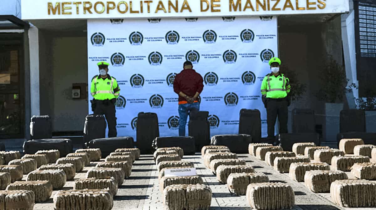 Incautan 800 kilos de marihuana en la vía Chinchiná – Medellín