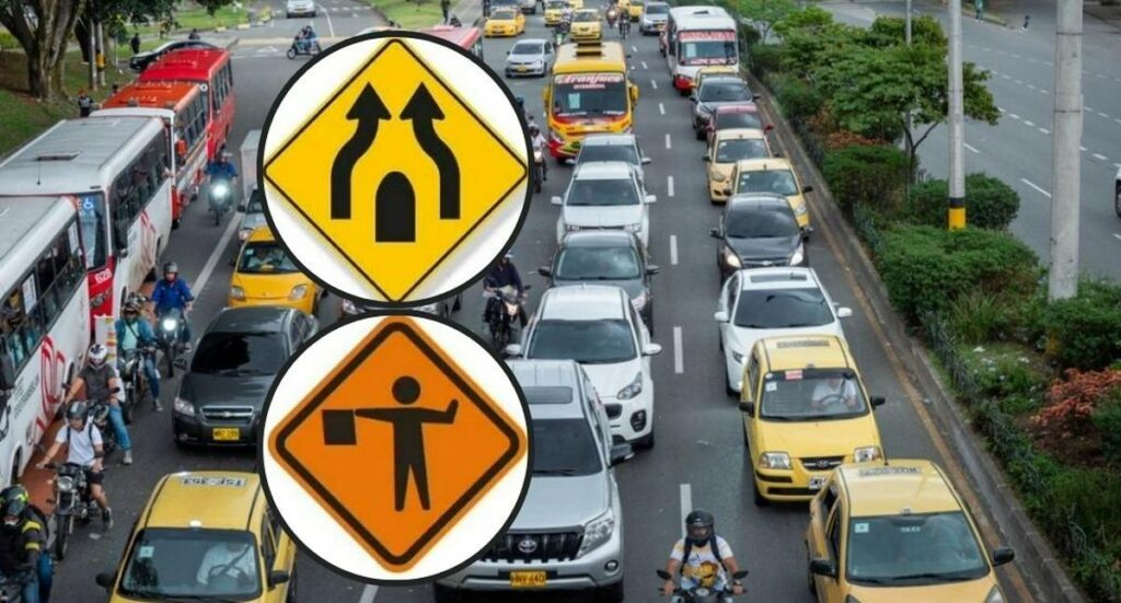 Cuál es diferencia entre señales de tránsito amarillas y anaranjadas en Colombia