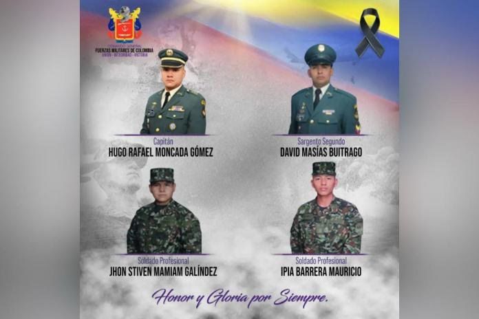 Se conoce la razón que cobró la vida de cuatro militares en Antioquia