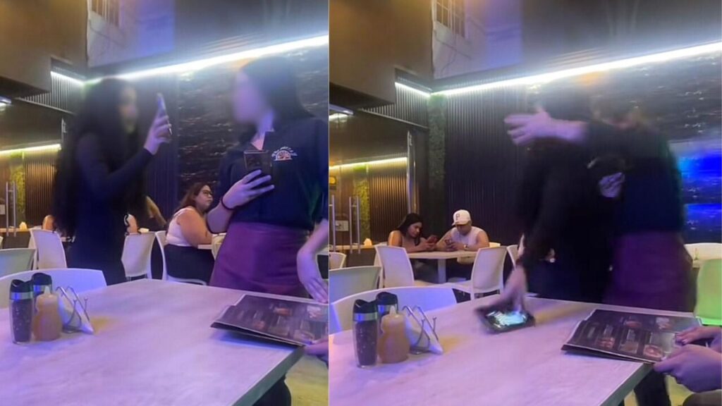 ¡Tremenda golpiza! Clienta arremete contra mesera tras descubrir mensaje en el celular de su novio